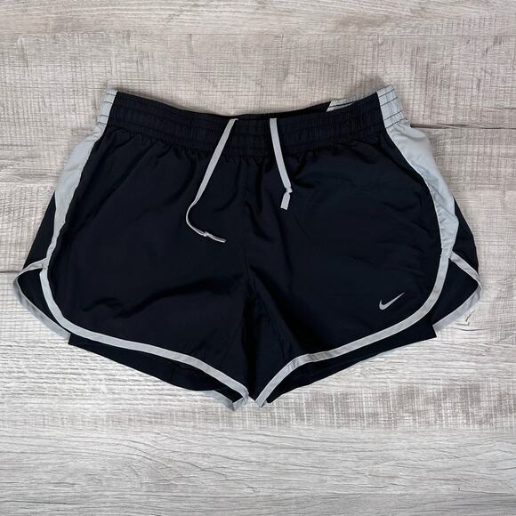 Nike Shorts With Built in Biker Short Black/Gray Womens M Dri-Fit Pull On Active - Picture 1 of 5